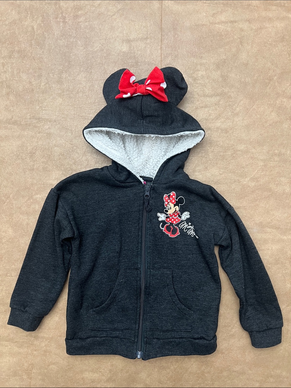 Girls Disney Minnie Mouse Hoodie Jacket – Black – Minnie Ears - Size 4T